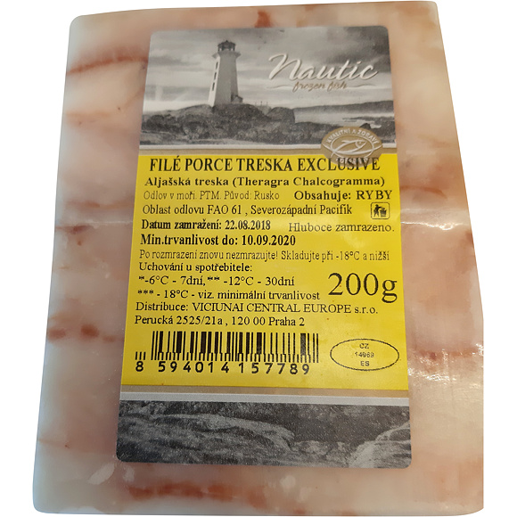 FILÉ KOSTKA Z ALJAŠSKÉ TRESKY PŘÍRODNÍ BEZ GLAZURY 200g VIČI