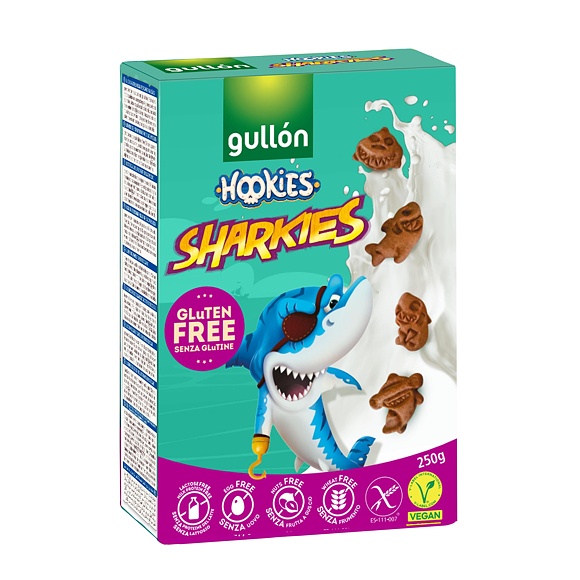 SUŠENKY BEZLEPKOVÉ KAKAOVÉ SHARKIES 250g GULLÓN